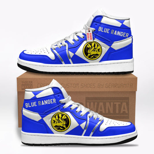 Blue Ranger Mighty Morphin Power Rangers J1s Sneakers Custom TT12