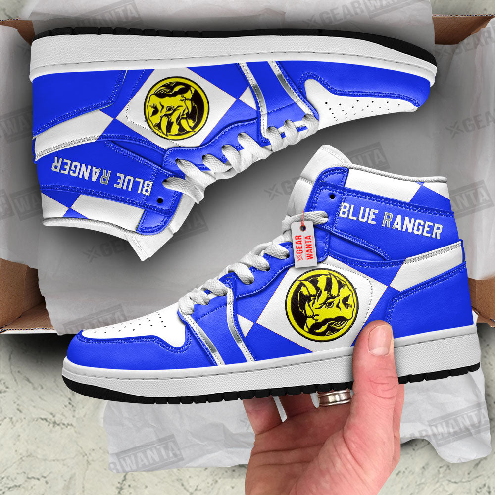 Blue Ranger Mighty Morphin Power Rangers J1s Sneakers Custom TT12