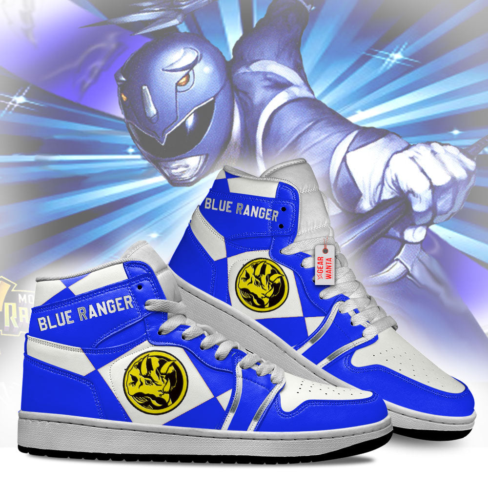 Blue Ranger Mighty Morphin Power Rangers J1s Sneakers Custom TT12