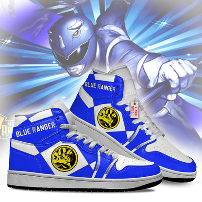 Blue Ranger Mighty Morphin Power Rangers J1s Sneakers Custom TT12