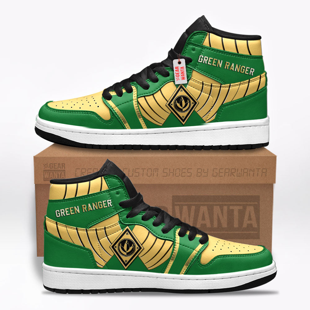 Green Ranger Mighty Morphin Power Rangers J1s Sneakers Custom TT12