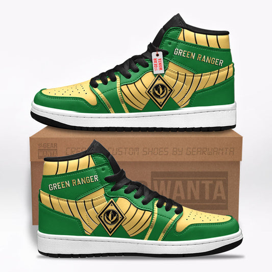 Green Ranger Mighty Morphin Power Rangers J1s Sneakers Custom TT12