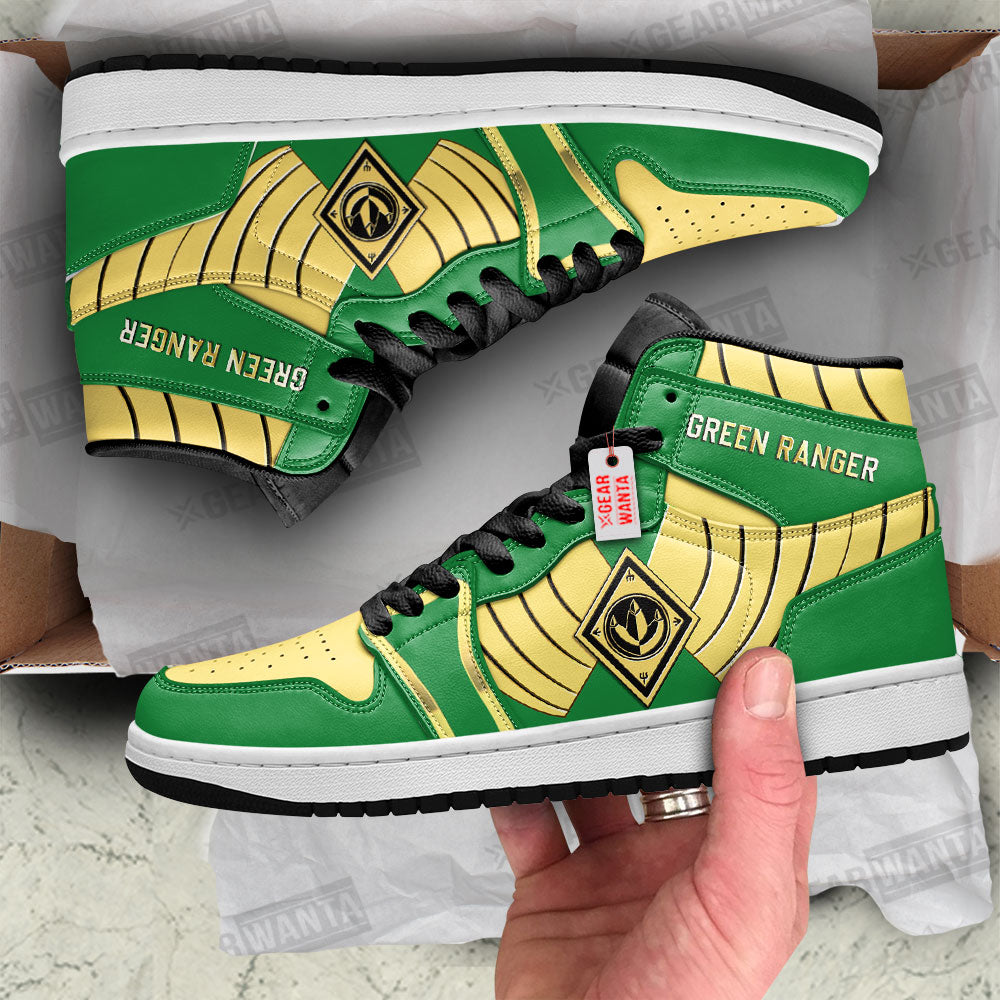 Green Ranger Mighty Morphin Power Rangers J1s Sneakers Custom TT12