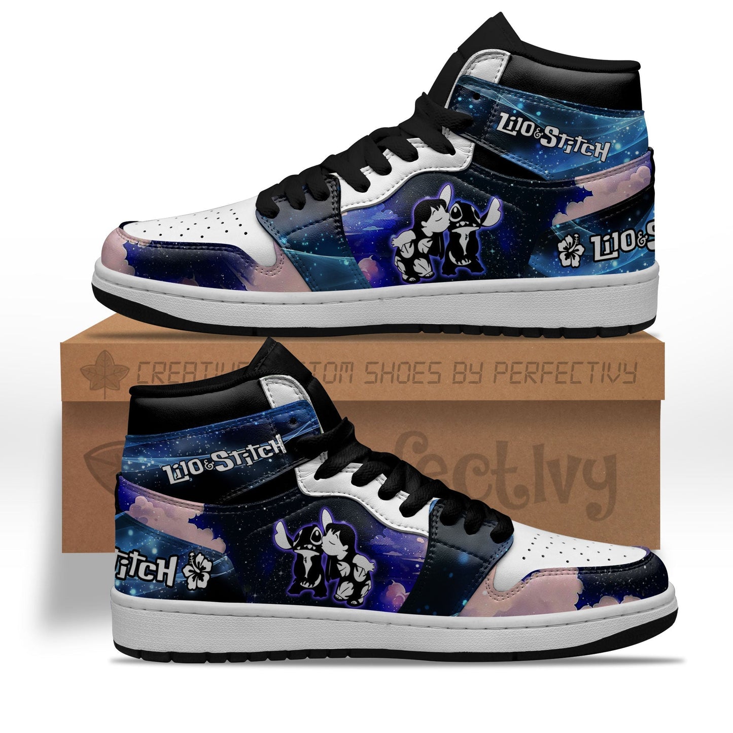 Lilo and Stitch Silhouette J1s Sneakers Custom For Fans Sneakers PT10