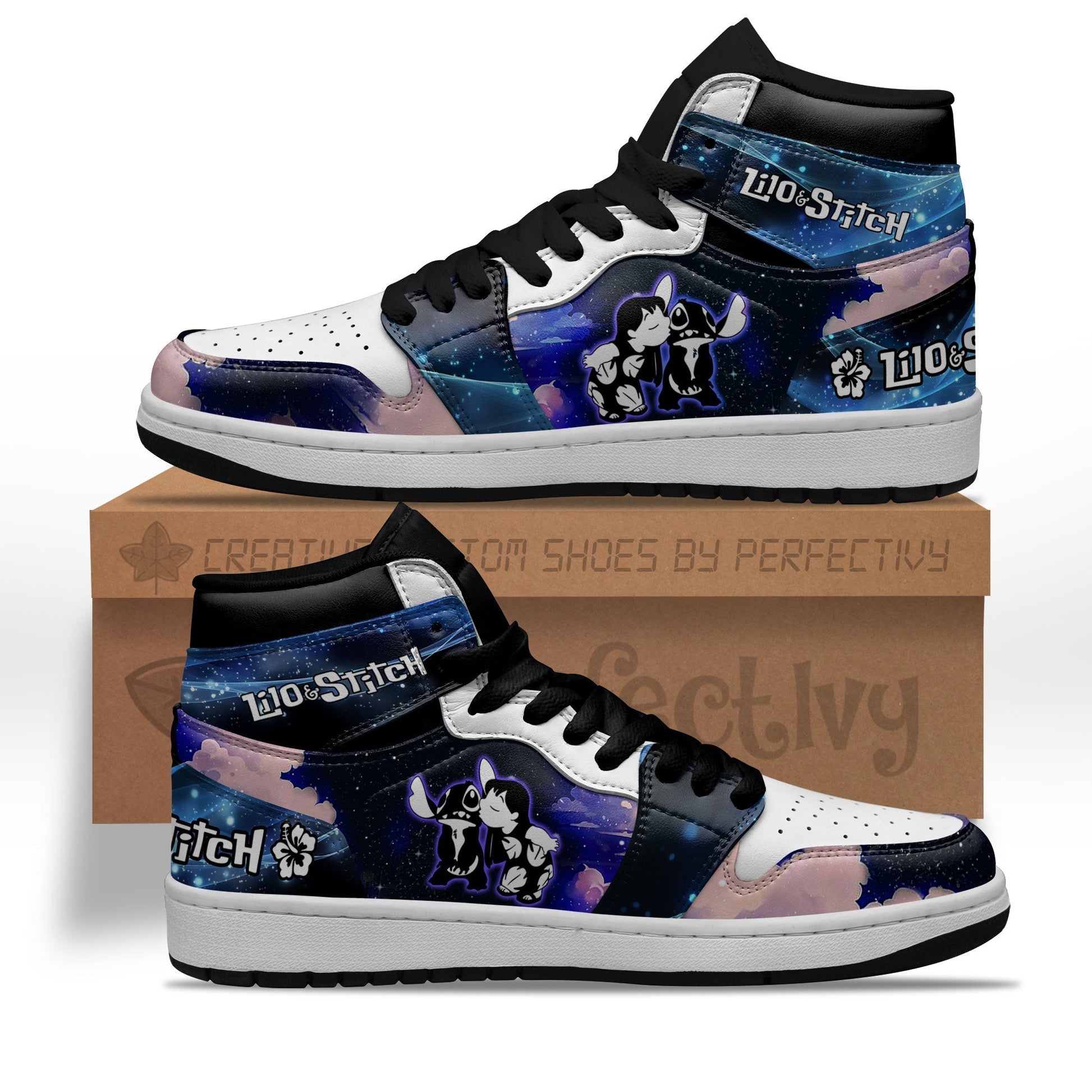 Lilo and Stitch Silhouette J1s Sneakers Custom For Fans Sneakers PT10