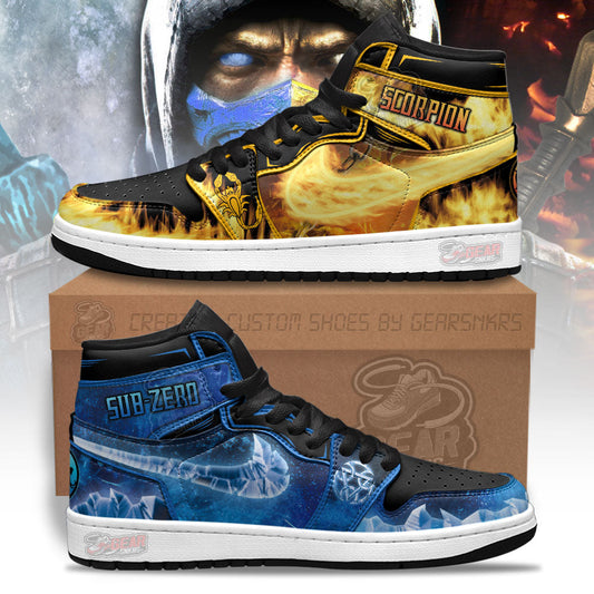 Mortal Kombat Scorpion vs Sub-zero J1s Sneakers Custom
