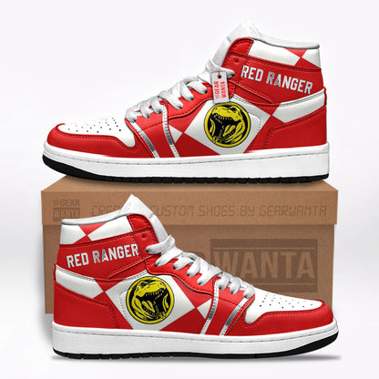Red Ranger Mighty Morphin Power Rangers J1s Sneakers Custom TT12