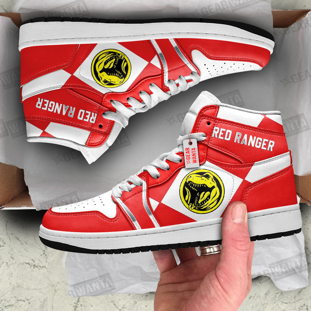 Red Ranger Mighty Morphin Power Rangers J1s Sneakers Custom TT12