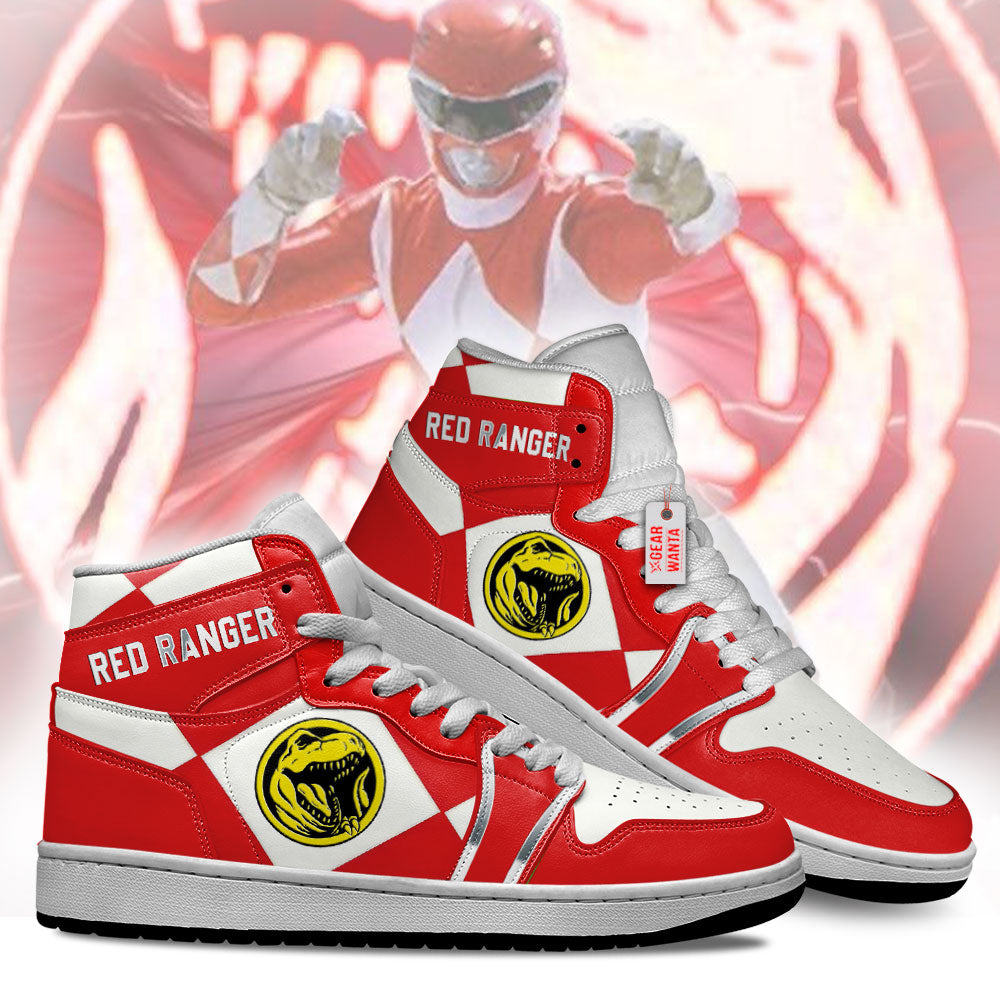Red Ranger Mighty Morphin Power Rangers J1s Sneakers Custom TT12