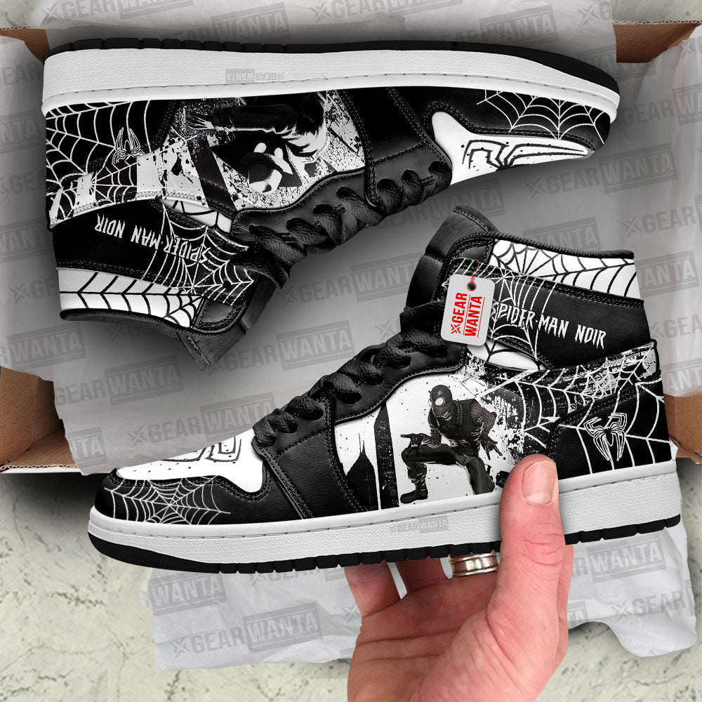 Spider-Man Noir Spider-Verse J1s Sneakers Custom For Fans PT21