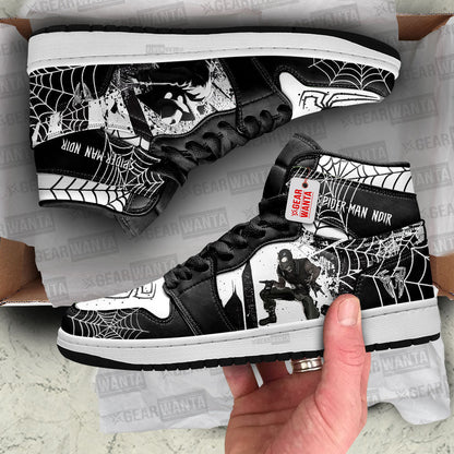 Spider-Man Noir Spider-Verse J1s Sneakers Custom For Fans PT21