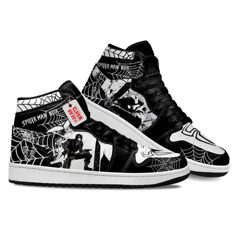 Spider-Man Noir Spider-Verse J1s Sneakers Custom For Fans PT21