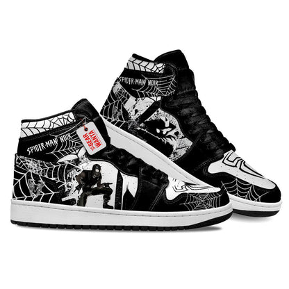 Spider-Man Noir Spider-Verse J1s Sneakers Custom For Fans PT21