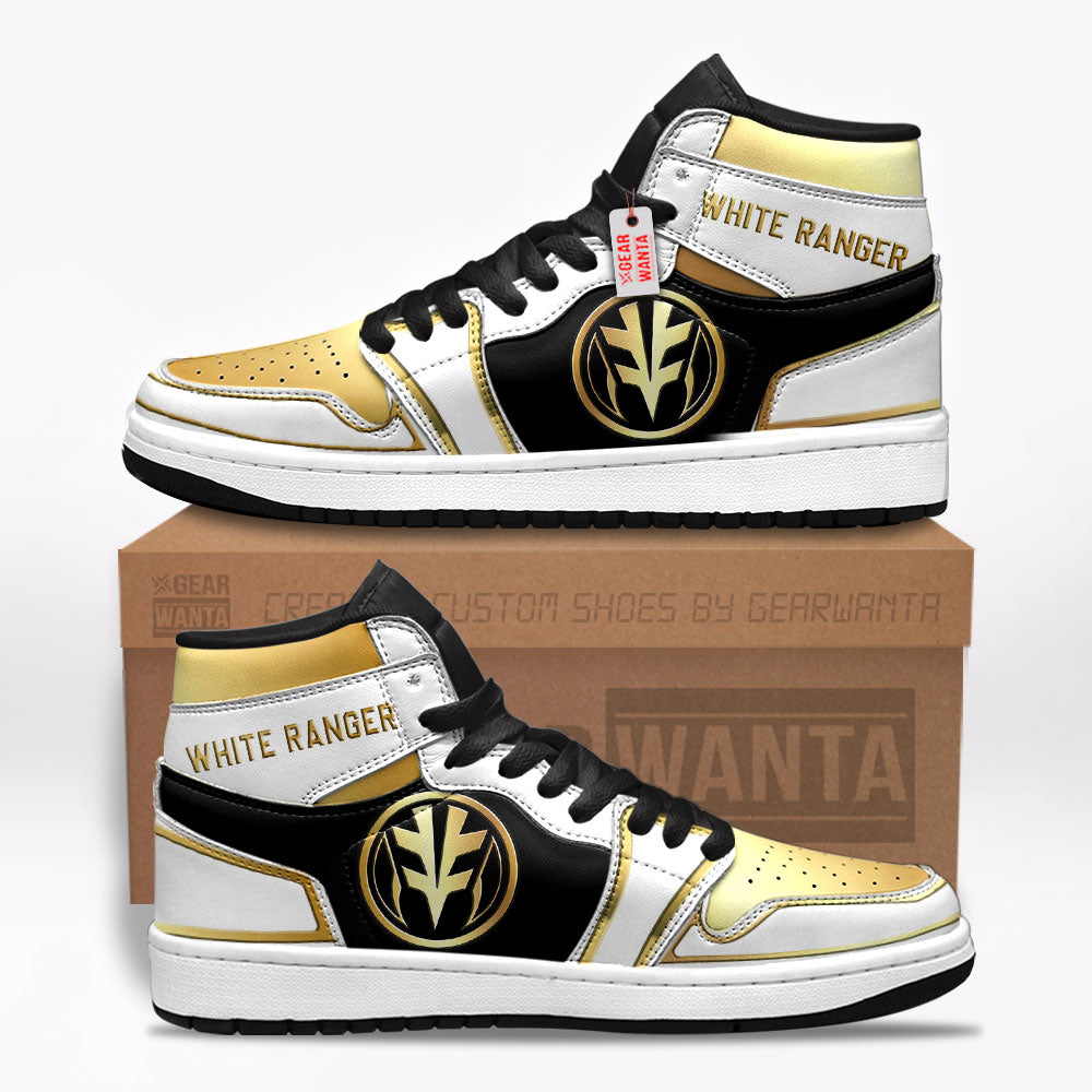 White Ranger Mighty Morphin Power Rangers J1s Sneakers Custom TT12